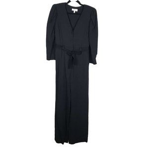 & Other Stories Black Puff Sleeve Belted Jumpsuit